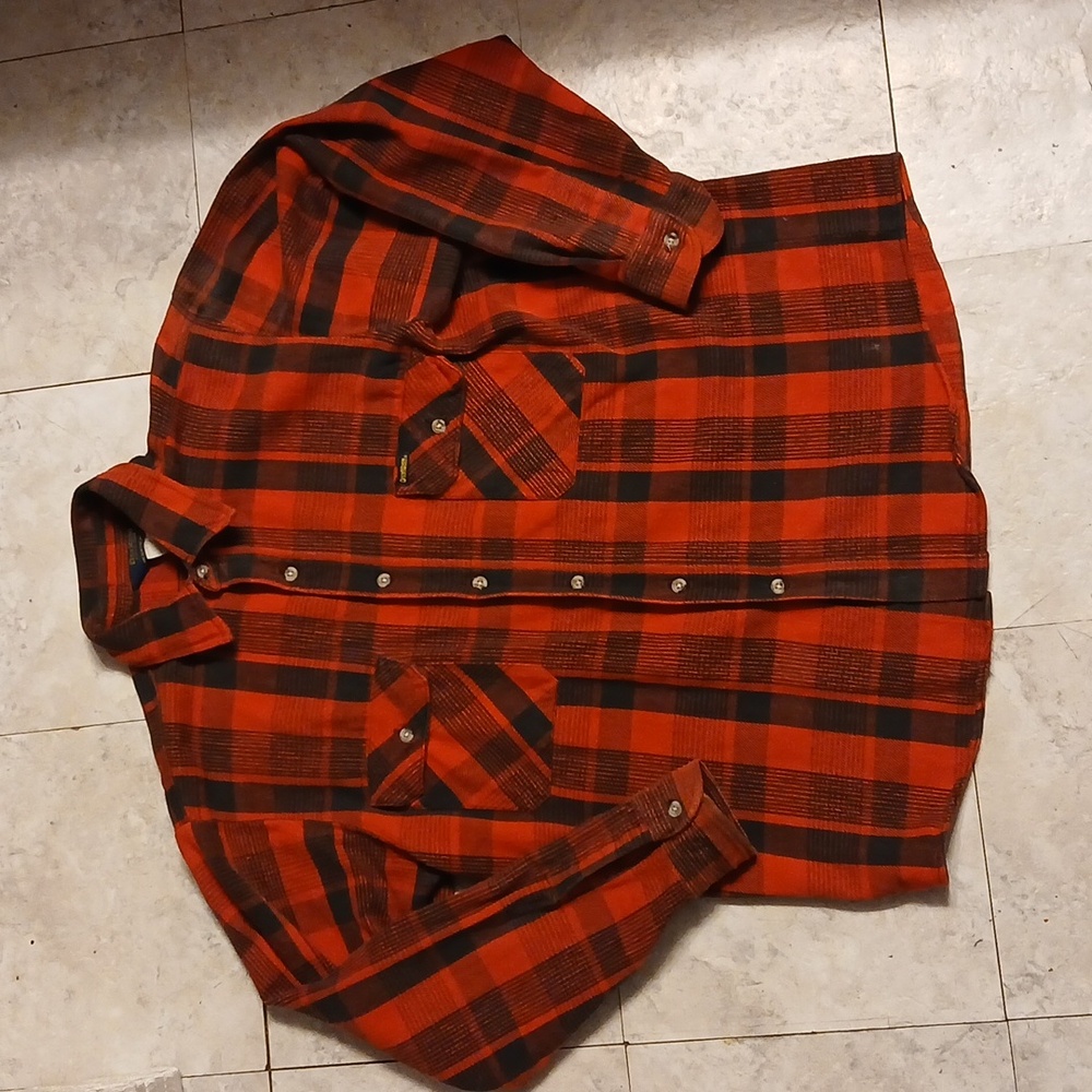 Vintage 80s OshKosh B’Gosh Buffalo Check Heavy Thick Cotton Flannel Work Shirt L